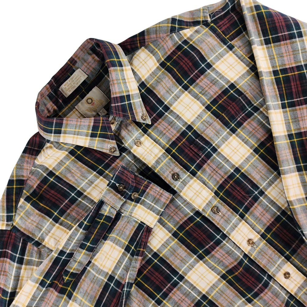 Viyella Button Down Shirt Mens Large Multicolor Plaid Cotton Wool Blend